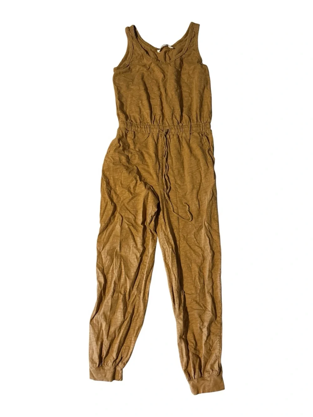Sleeveless Drawstring Jumpsuit in Mustard